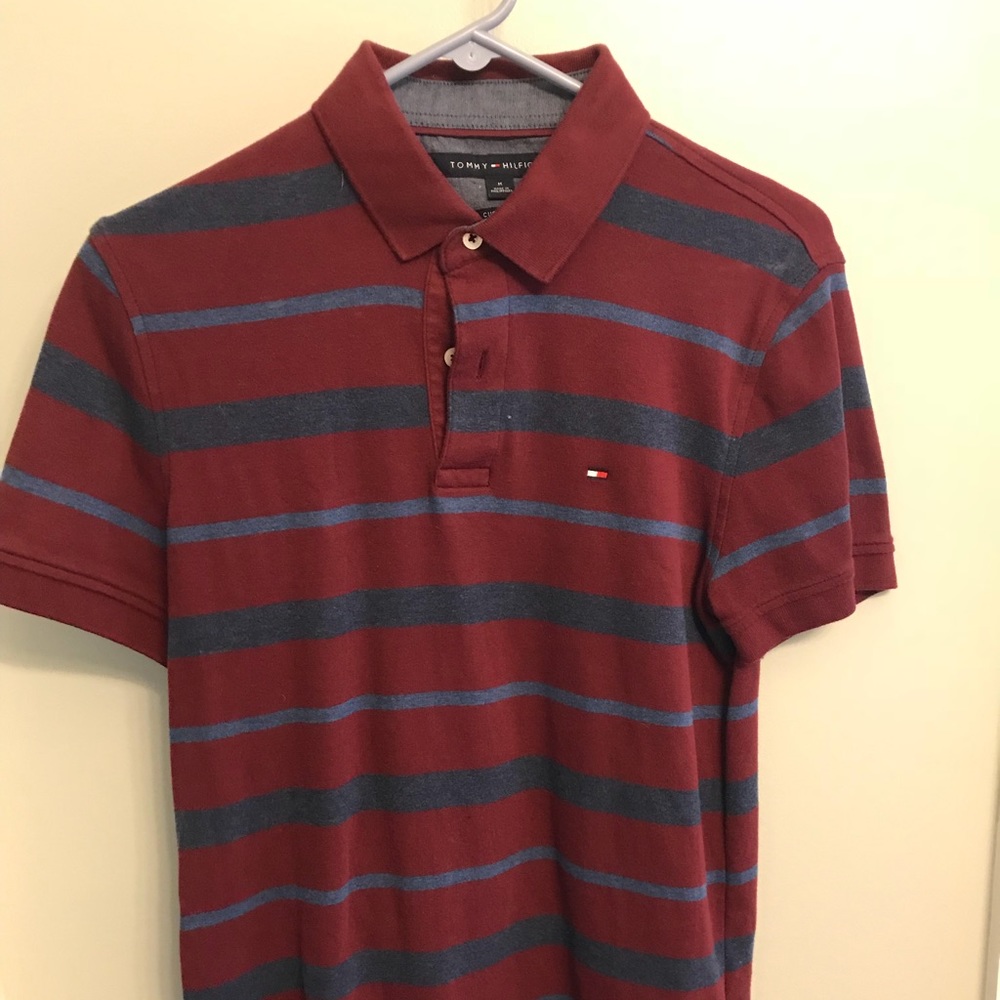 Tommy Hilfiger Men’s navy and red polo size: M